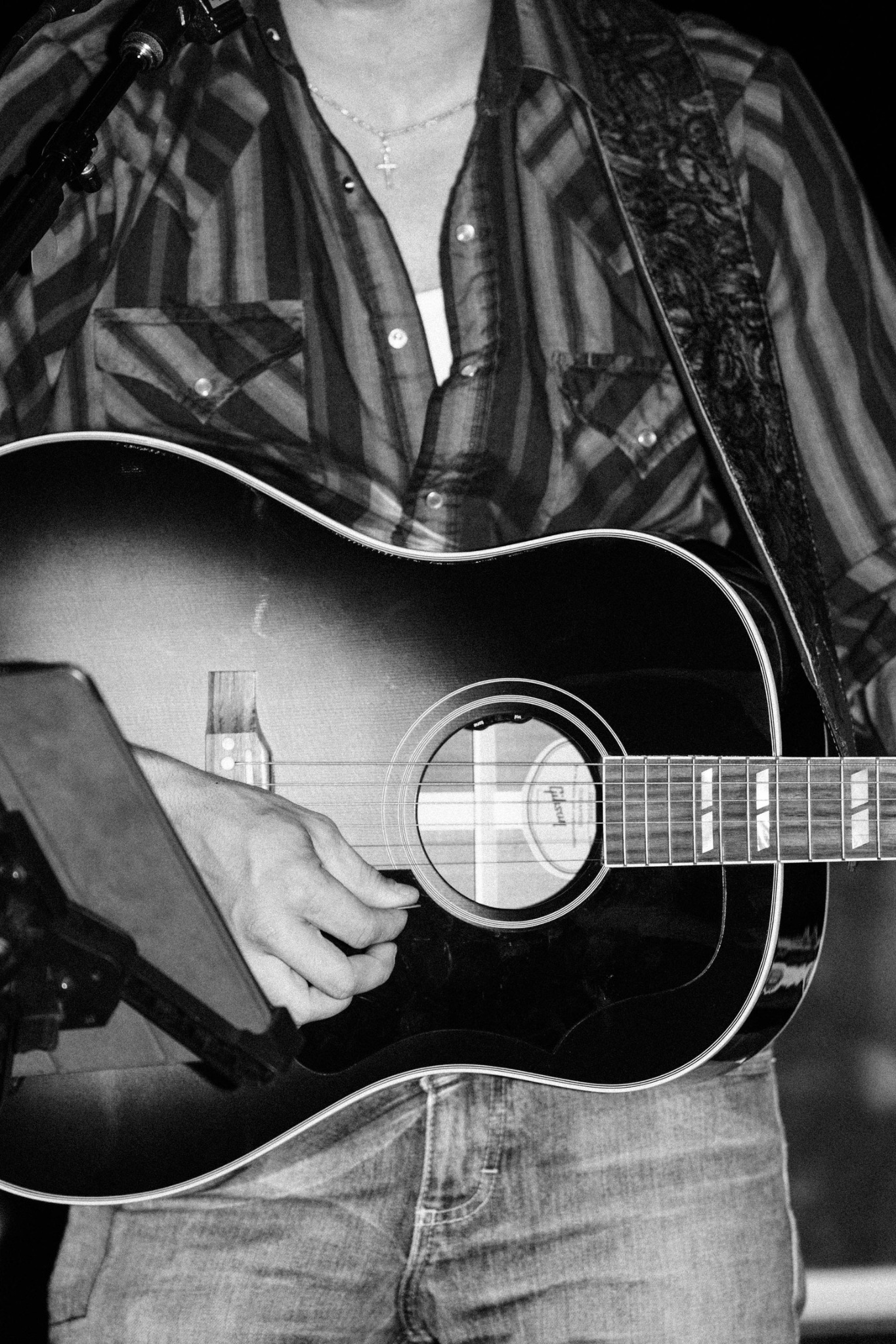 Anthony Calla - Acoustic Guitar Detail in Black and White